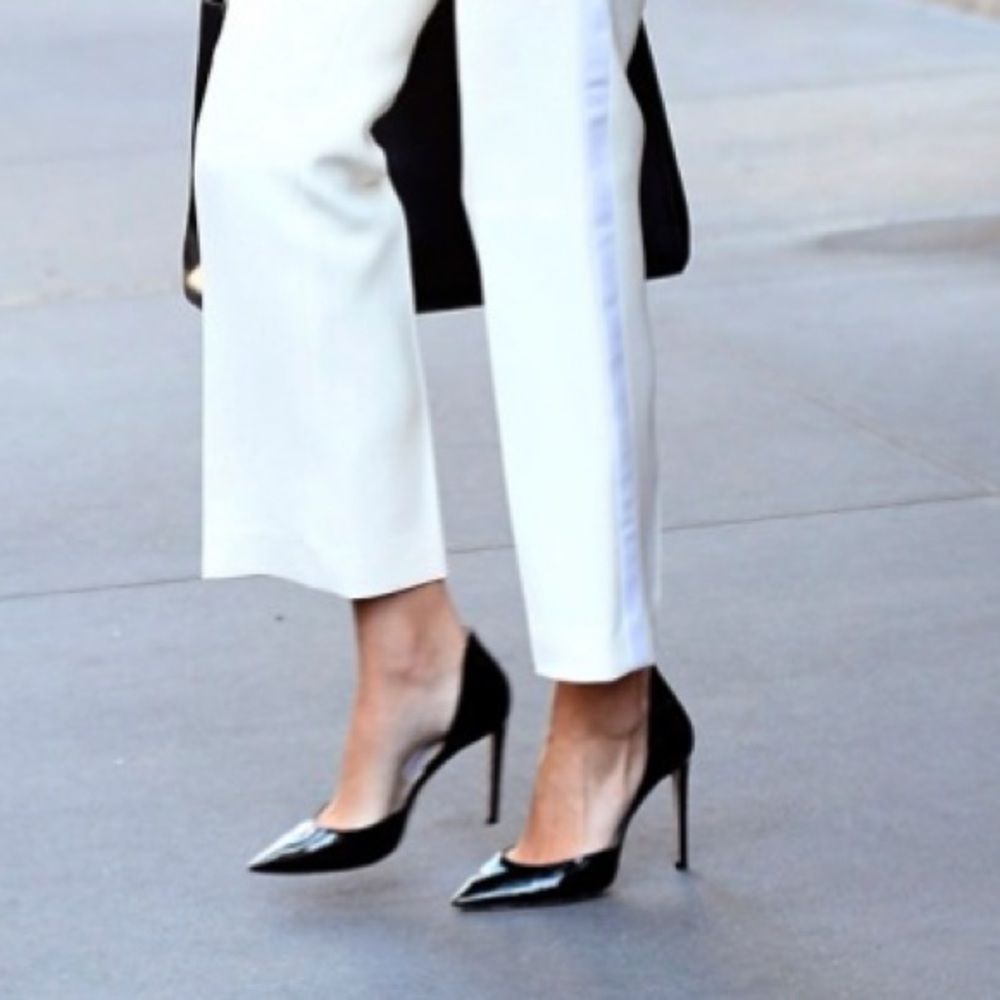 White House Black Market Black Patent Leather D’Orsay Pumps Heels SZ 8.5 NEW - Picture 2 of 12
